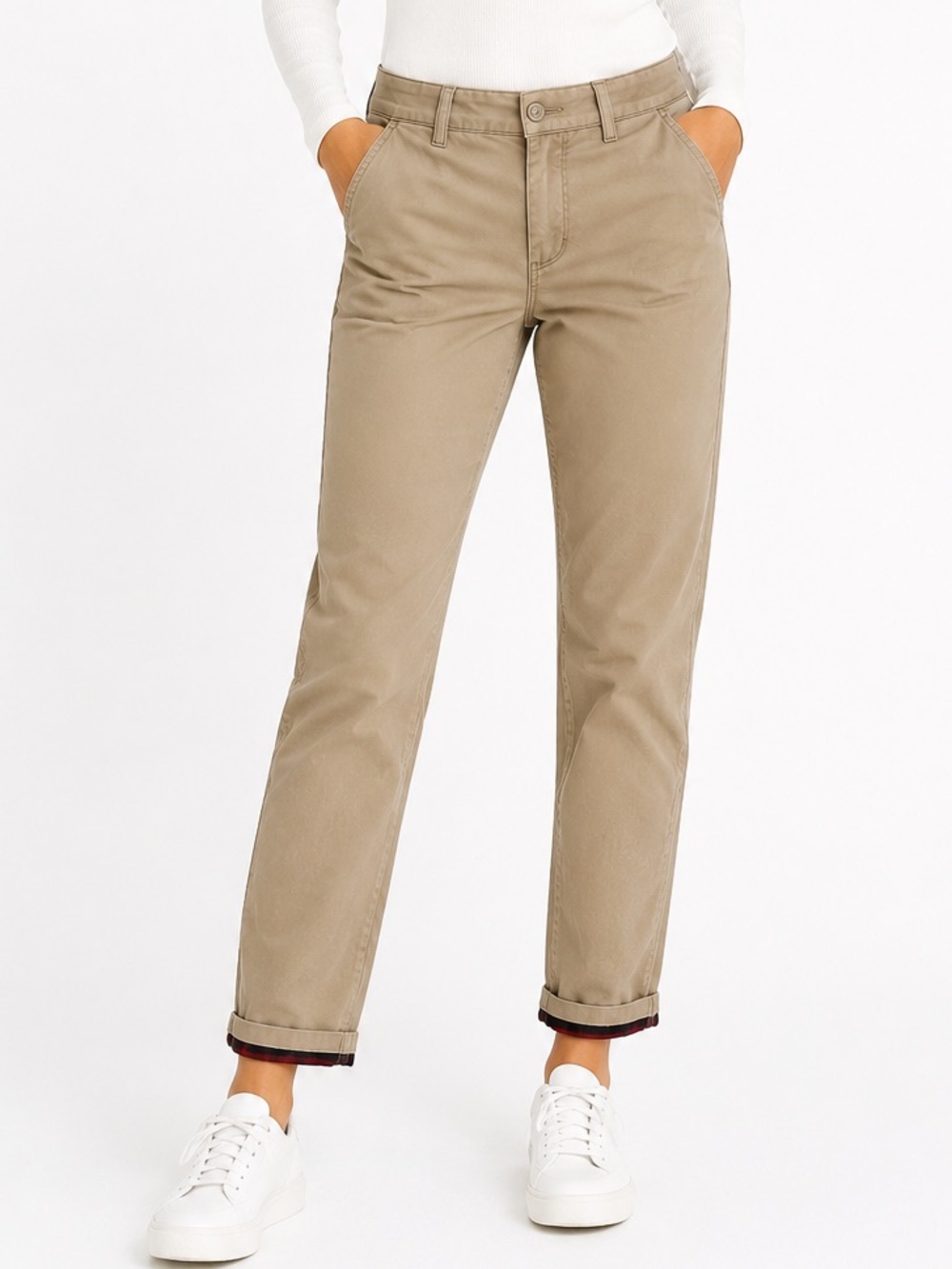 NWT Eddie Bauer Legend Wash Flannel Lined Stretch‎ Chino Pants Women’s Size 2